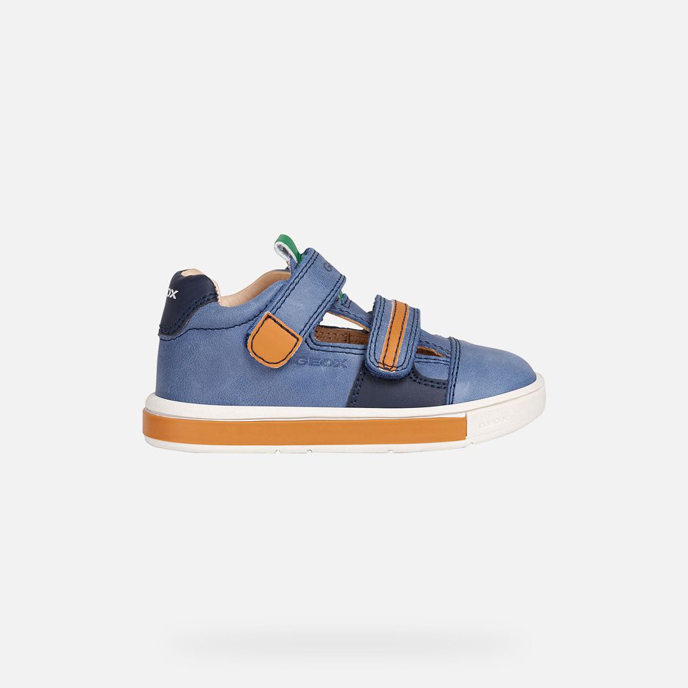 Geox Sneakers Blue/Orange Trottola Boy - Geox Baby Shoes - YIKCNH198